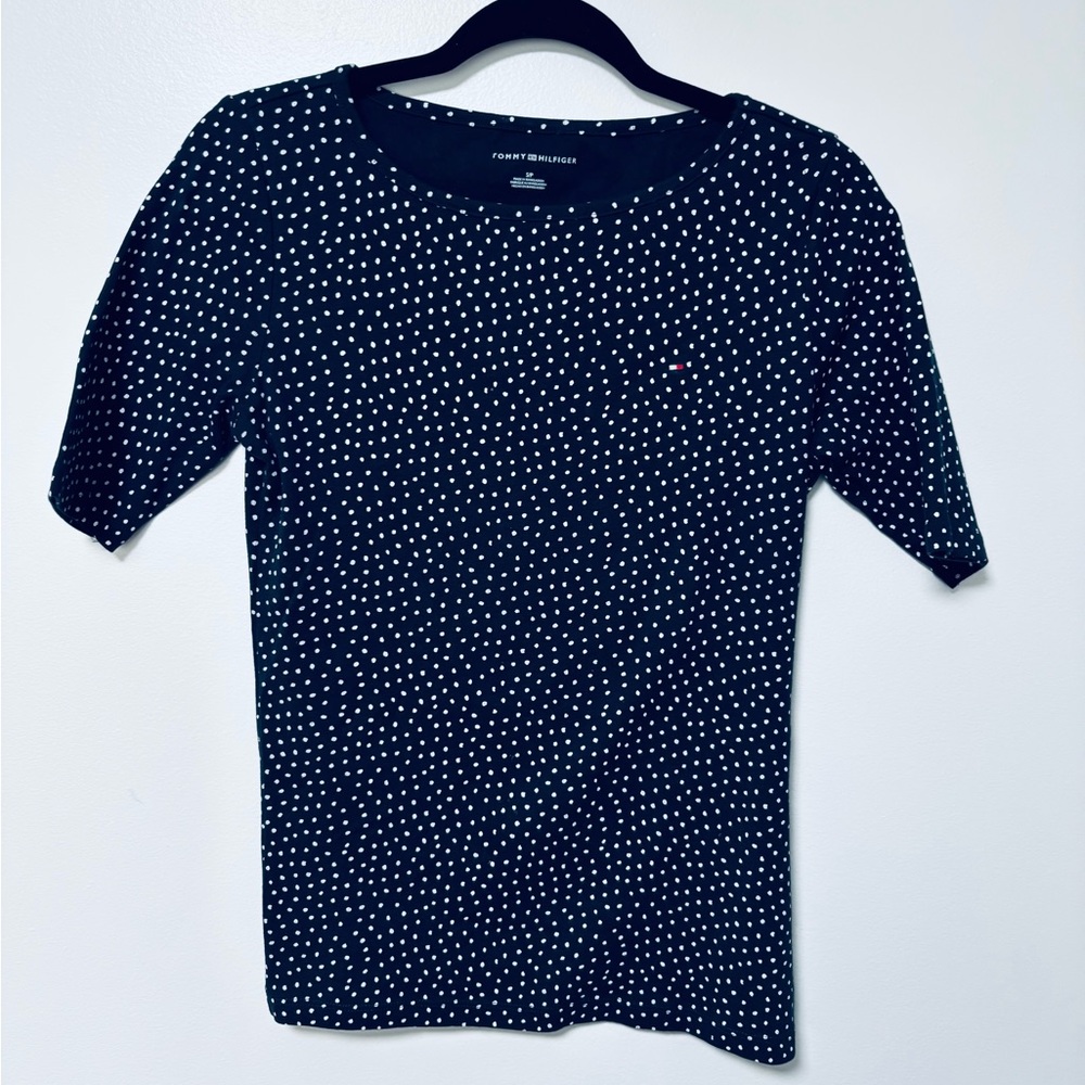 Tommy Hilfiger woman Black Polka Dot Shirt Sleeve Top